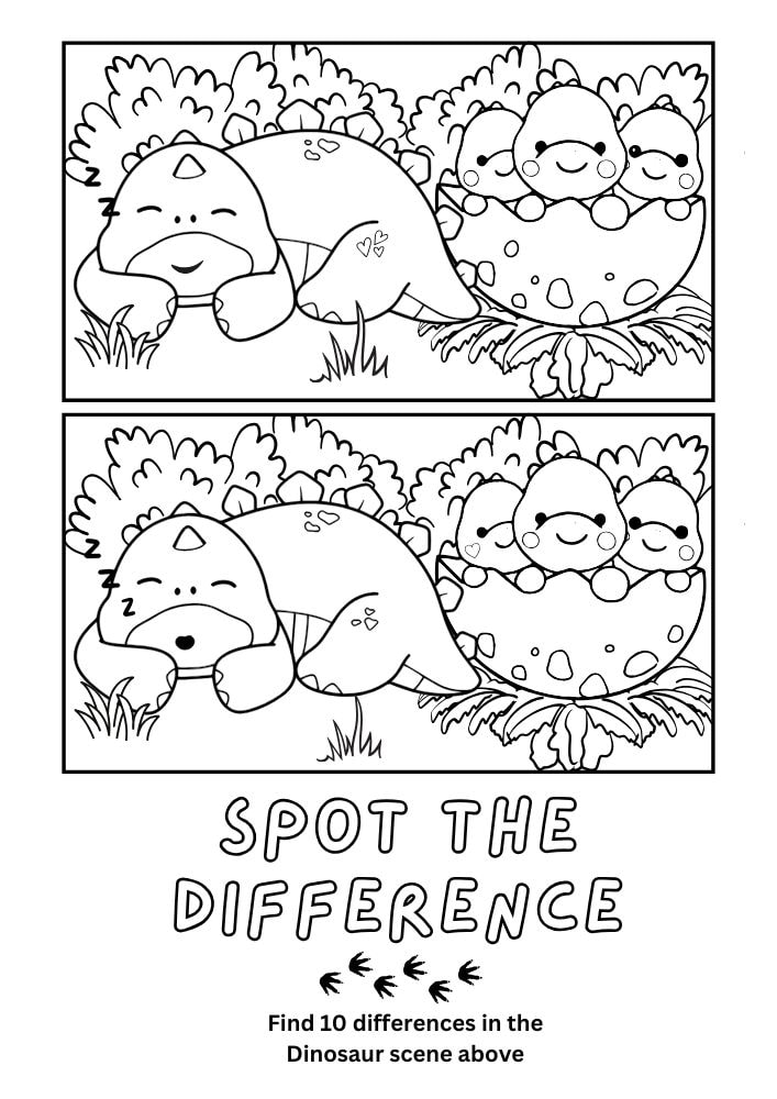 Free Printable Dinosaur Activities for Kids Jurassic Dino Games Spot the Difference