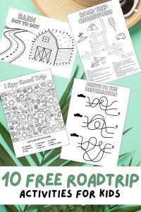 Free Printable Road Trip Activities for Kids, Roadtrip printouts, puzzles, games, mazes, dot to dot, crossword puzzle, word search, word scramble, i spy, car, vacation, travel