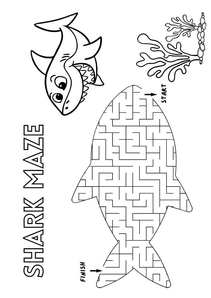 Printable shark puzzle activity for kids