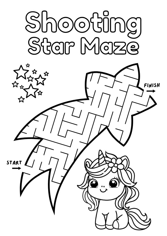 Free Printable Unicorn Activities for Kids Magical Game Printout Free Printable Unicorn Activities for Kids Shooting Star Mazw