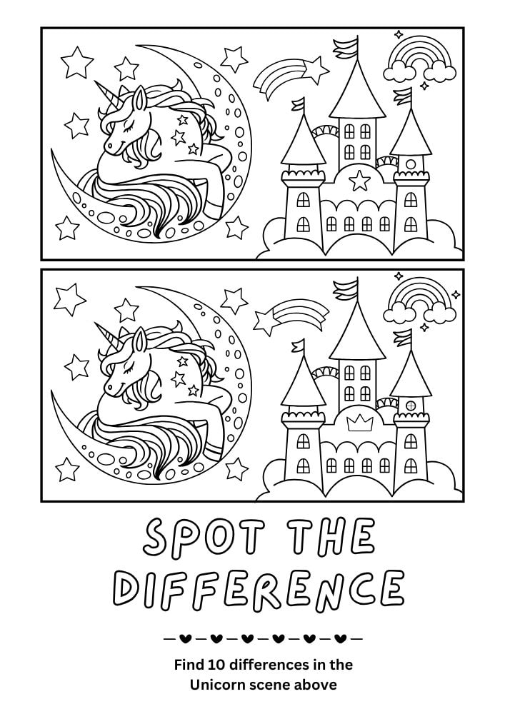 Free Printable Unicorn Activities for Kids Magical Game Printout Free Printable Unicorn Activities for Kids Spot the Difference