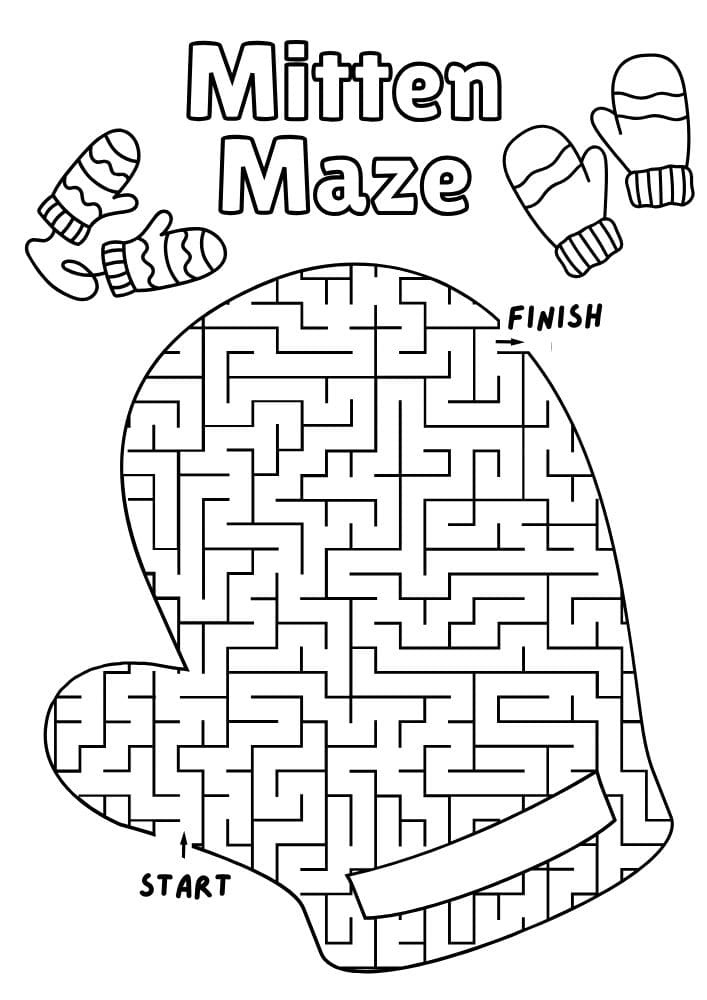 Free Printable Winter Activities for Kids Snow Day Inside Games January December February Mitten Glove Maze