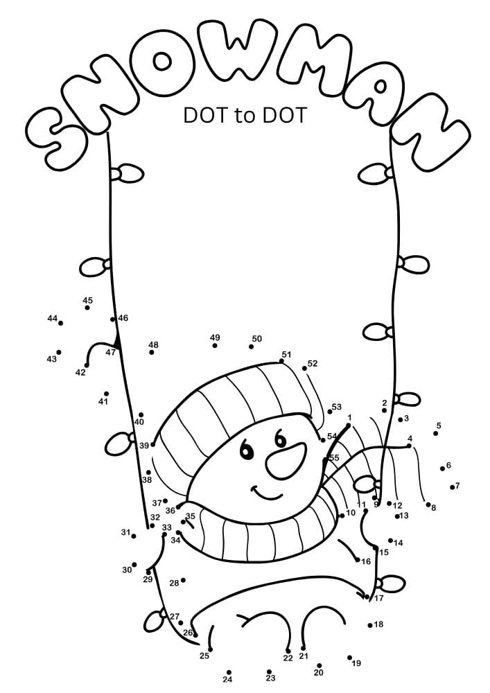 Free Printable Winter Activities for Kids Snow Day Inside Games January December February snowman connect the dots