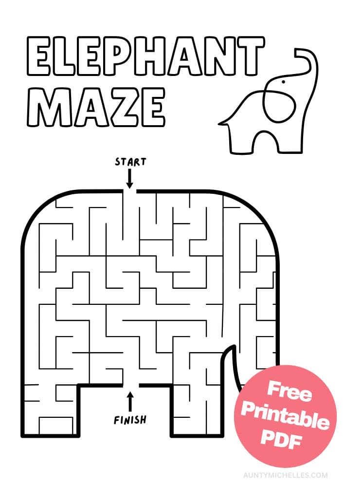 Free Printable Zoo Activities for Kids Animals Wildlife Games Elephant Maze