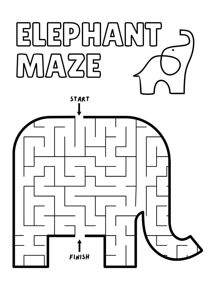 Free Printable Zoo Activities for Kids Animals Wildlife Games Elephant Maze