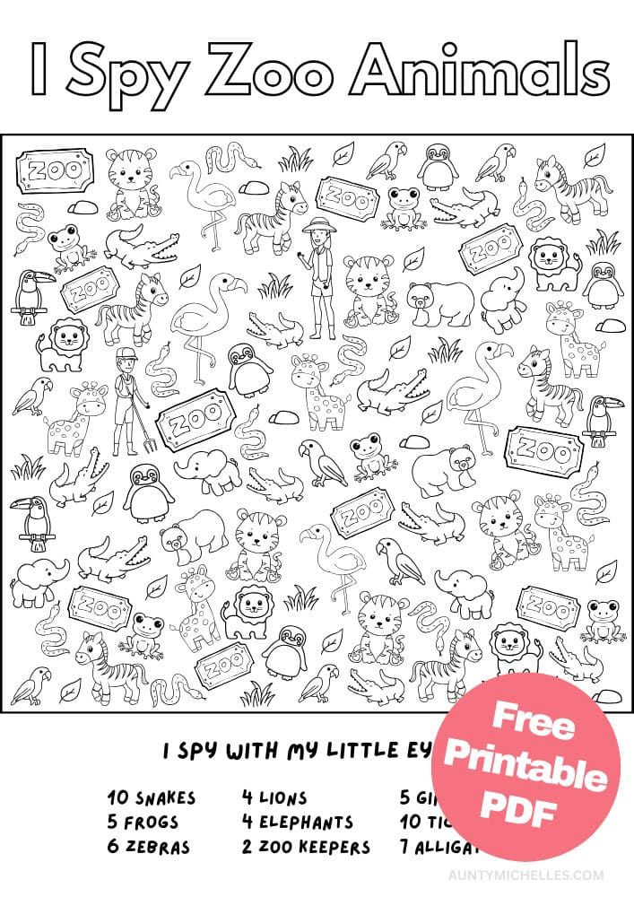 Free Printable Zoo Activities for Kids Animals Wildlife Games I spy