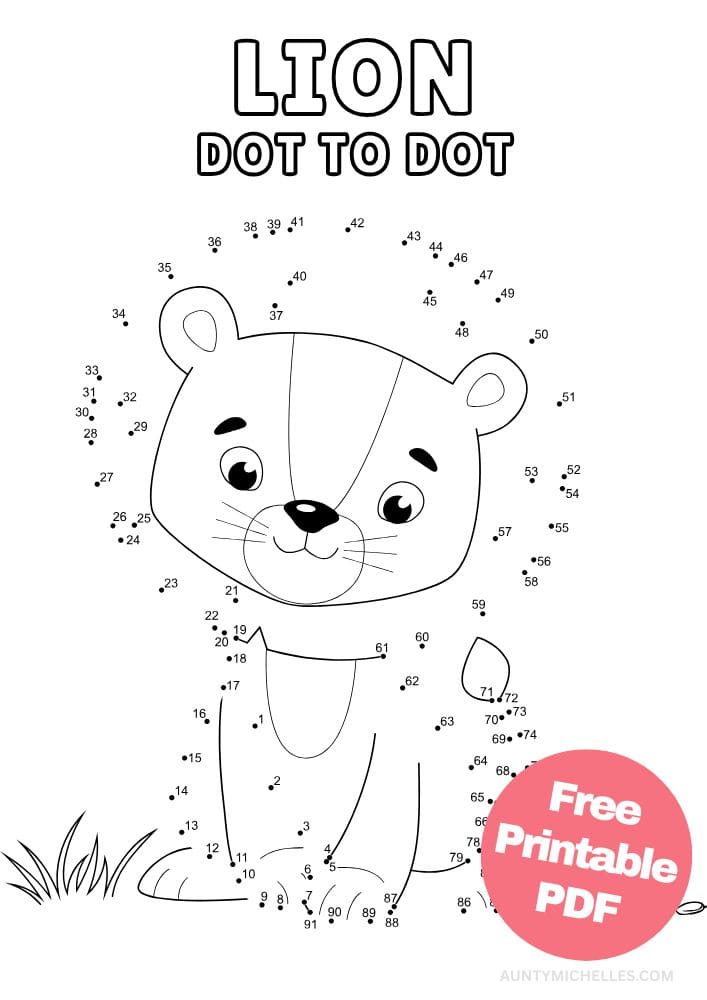 Free Printable Zoo Activities for Kids Animals Wildlife Games Lion Dot to Dot
