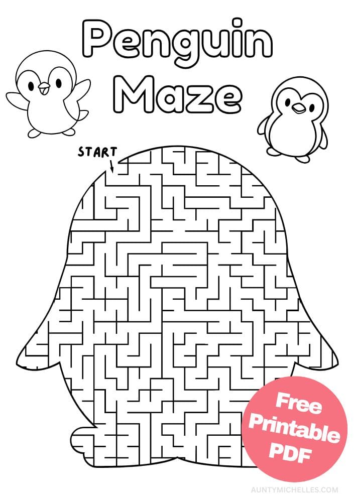 Free Printable Zoo Activities for Kids Animals Wildlife Games Penguin Maze