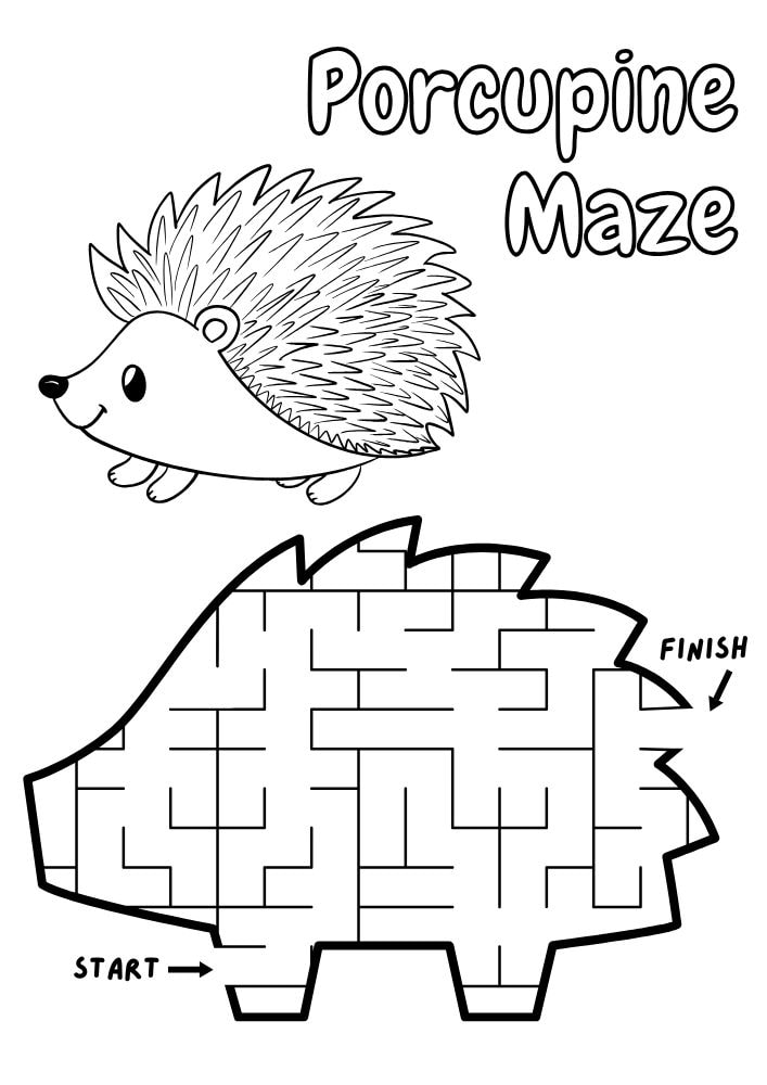 Free Printable Zoo Activities for Kids Animals Wildlife Games Porcupine Maze