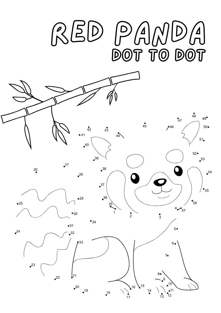 Free Printable Zoo Activities for Kids Animals Wildlife Games Red Panda Dot to Dot