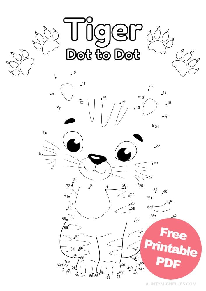 Free Printable Zoo Activities for Kids Animals Wildlife Games Tiger Dot to Dot