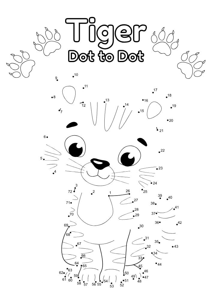 Free Printable Zoo Activities for Kids Animals Wildlife Games Tiger Dot to Dot