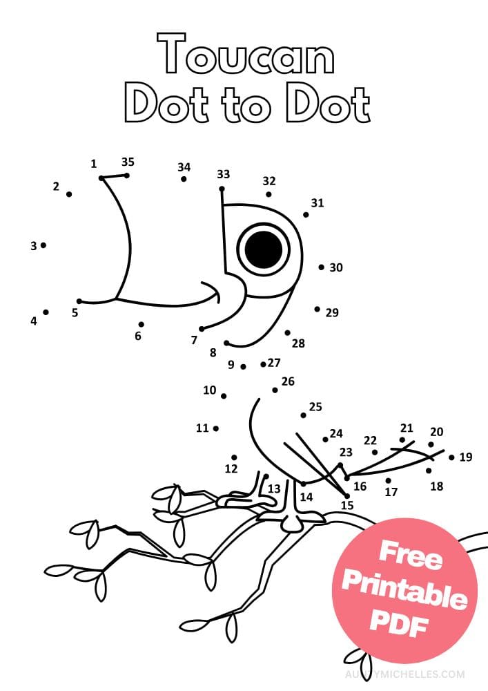 Free Printable Zoo Activities for Kids Animals Wildlife Games Toucan Dot to Dot