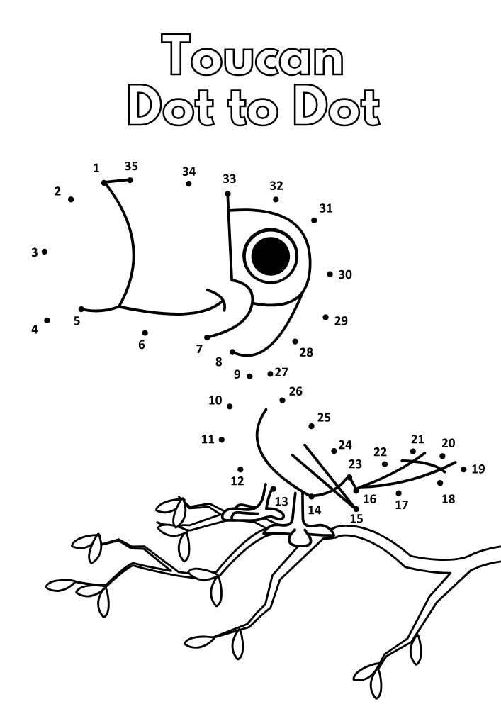 Free Printable Zoo Activities for Kids Animals Wildlife Games Toucan Dot to Dot