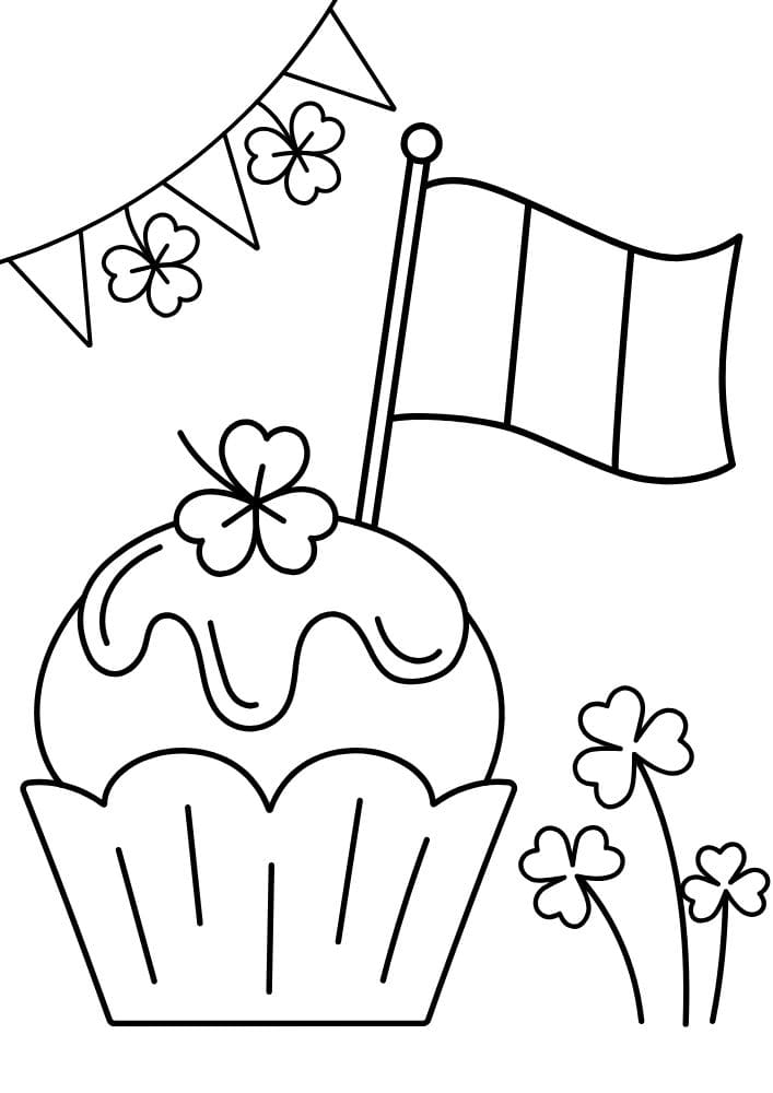 free printable st patricks day coloring pages for kids colouring book printout irish march cupcake flag shamrock St. Patty's Day Saint