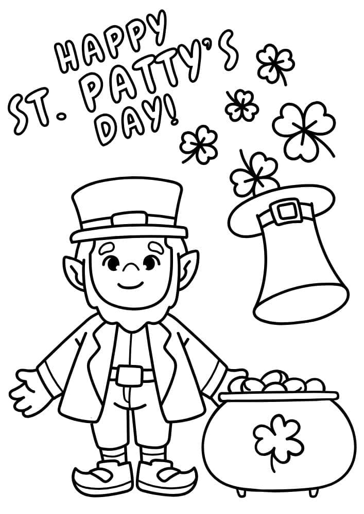 free printable st patricks day coloring pages for kids colouring book printout irish march leprechaun pot of gold St. Patty's Day Saint