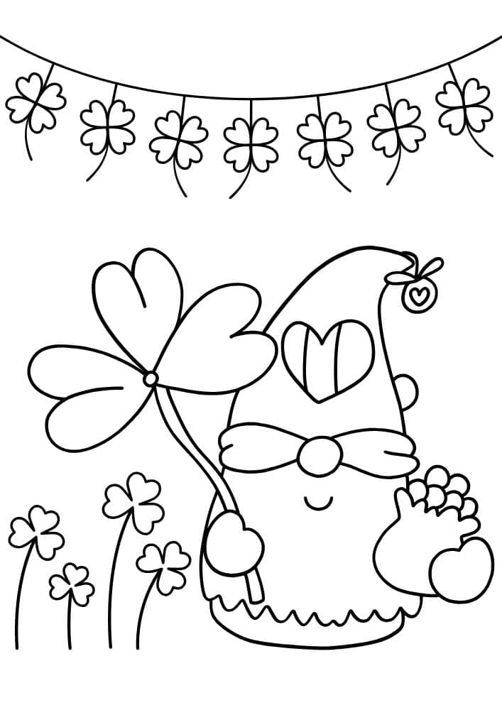 free printable st patricks day coloring pages for kids colouring book printout irish march luck gnome four leaf clover St. Patty's Day Saint