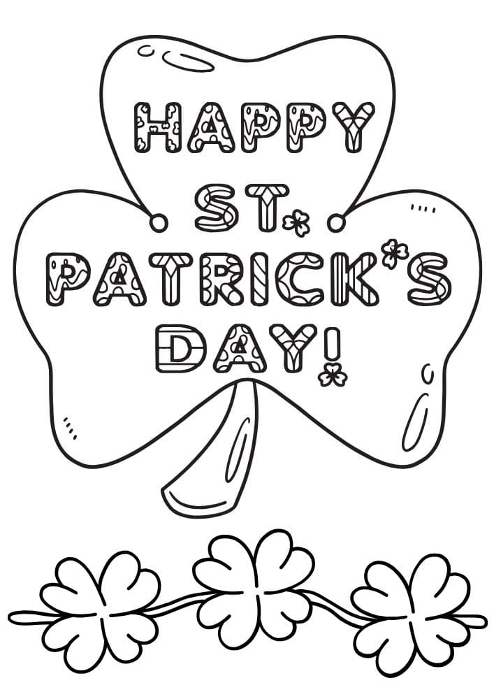 free printable st patricks day coloring pages for kids colouring book printout irish march shamrock clover St. Patty's Day Saint