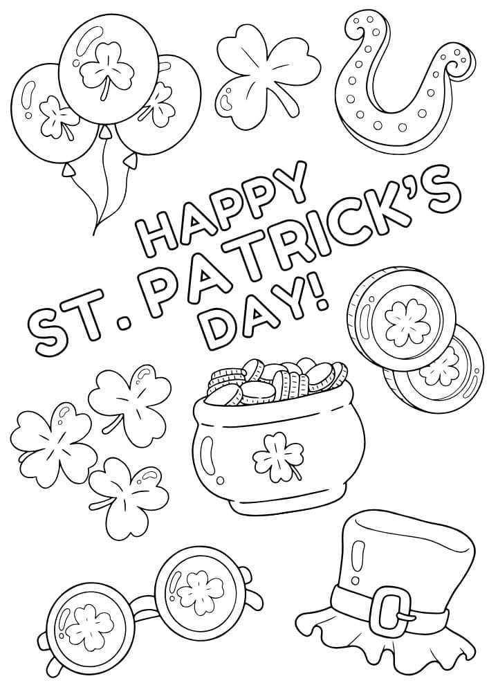 free printable st patricks day coloring pages for kids colouring book printout irish march shamrock pot of gold St. Patty's Day Saint