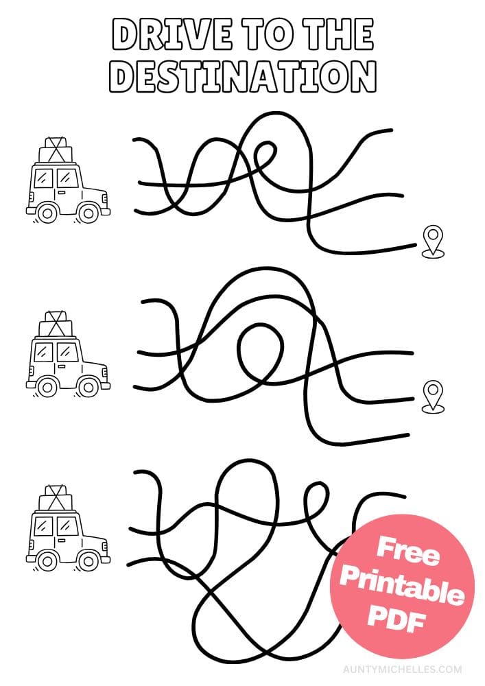 Road maze printable activity for kids