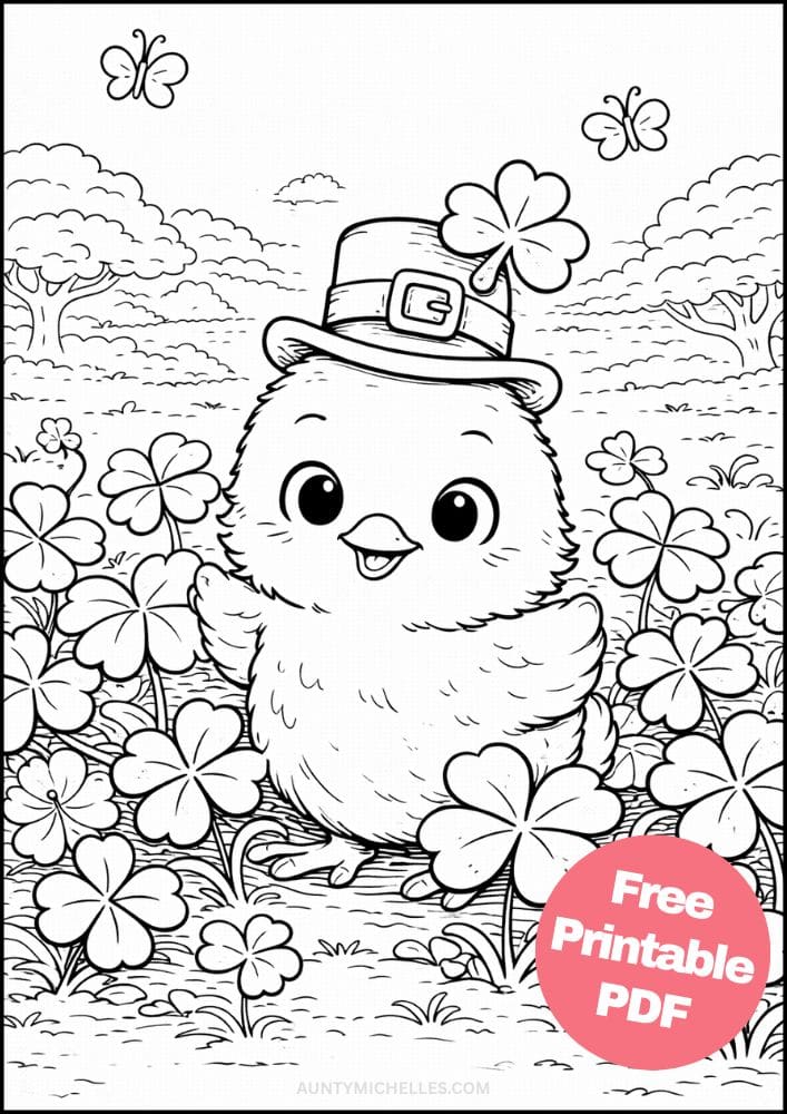 Free Printable St Patricks Day Coloring Pages for Kids St Pattys Coloring Book Printout Sheets 13 Irish Chick Clover Hat
