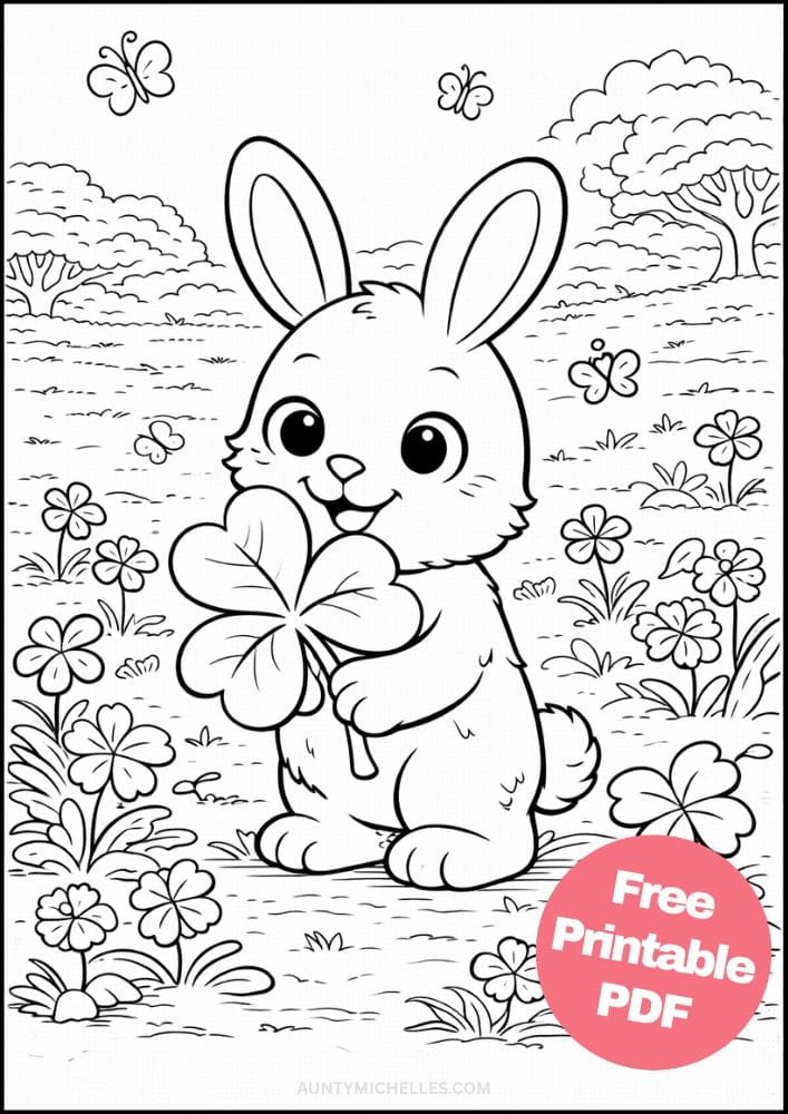 Free Printable St Patricks Day Coloring Pages for Kids St Pattys Coloring Book Printout Sheets 14 Irish Bunny Rabbit Clover Spring