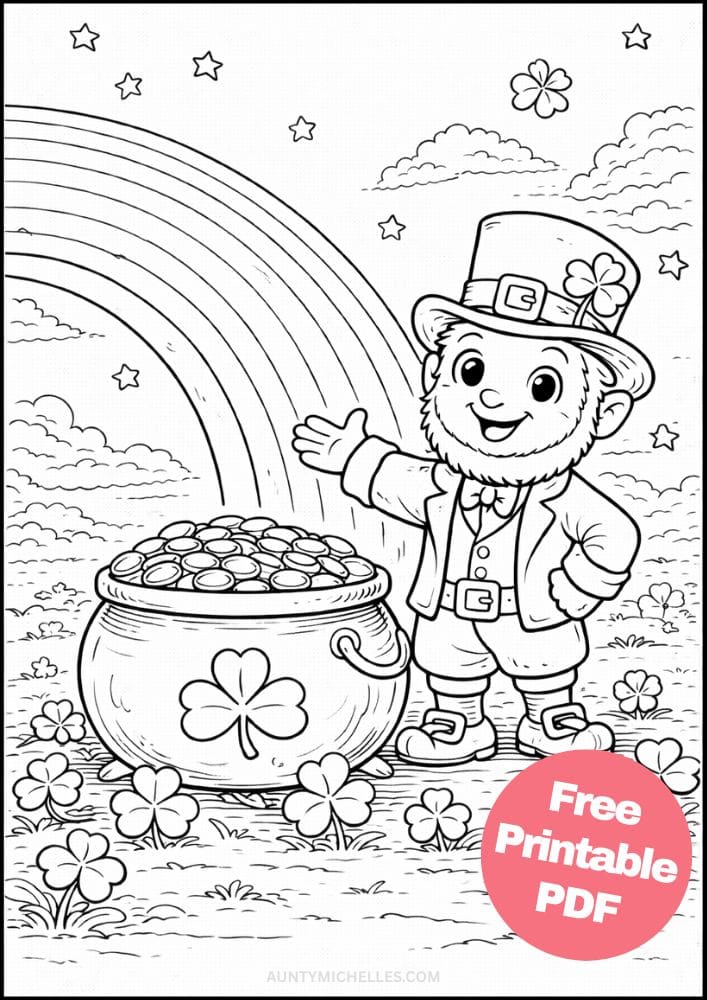 Free Printable St Patricks Day Coloring Pages for Kids St Pattys Coloring Book Printout Sheets 15 Irish leprechaun rainbow pot of gold