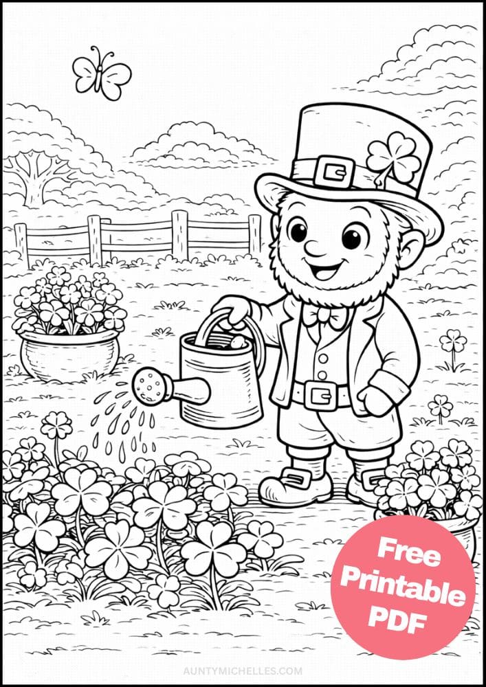 Free Printable St Patricks Day Coloring Pages for Kids St Pattys Coloring Book Printout Sheets 16 Irish leprechaun garden clovers