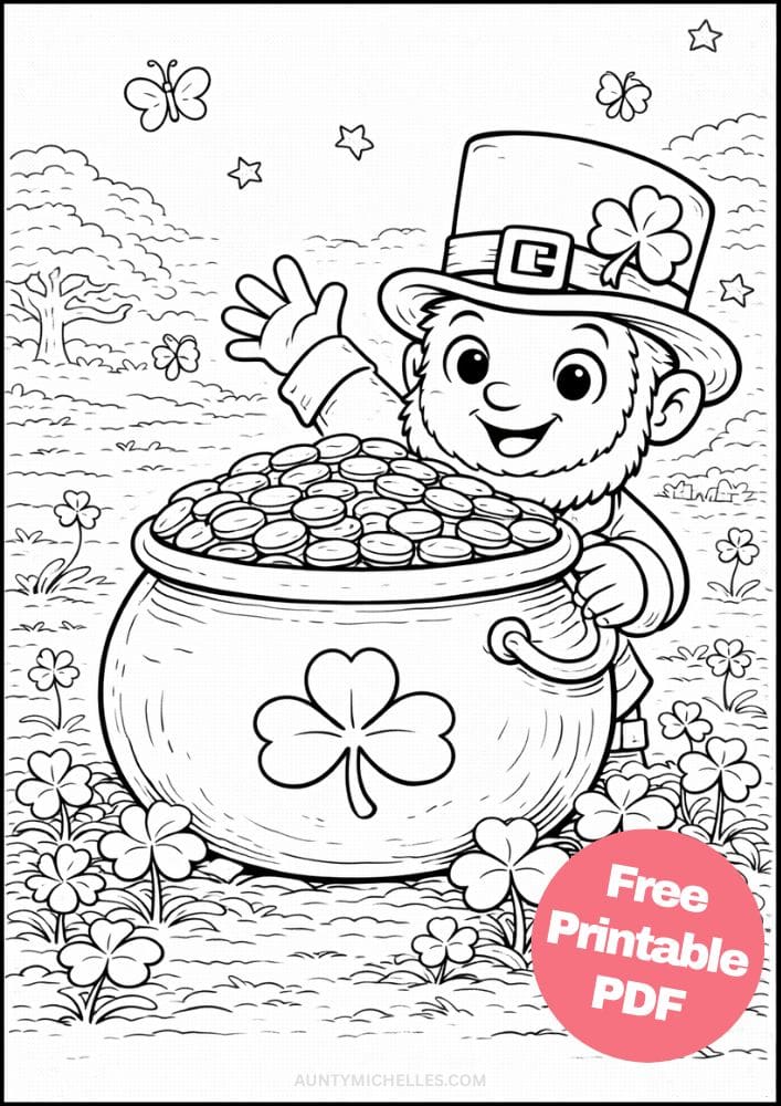 Free Printable St Patricks Day Coloring Pages for Kids St Pattys Coloring Book Printout Sheets 17 leprechaun pot of gold
