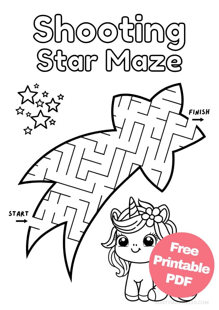 Free Printable Unicorn Activities for Kids Magical Game Printout Free Printable Unicorn Activities for Kids Shooting Star Mazw