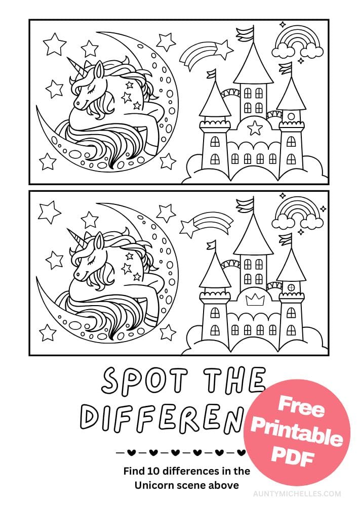 Free Printable Unicorn Activities for Kids Magical Game Printout Free Printable Unicorn Activities for Kids Spot the Difference