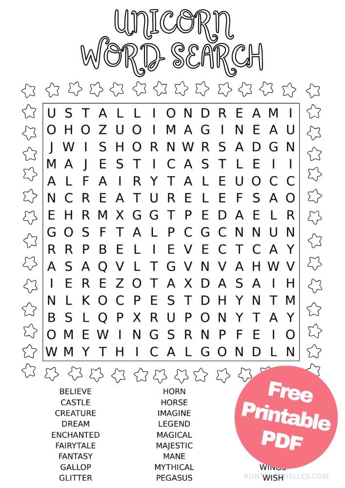 Free Printable Unicorn Activities for Kids Magical Game Printout Free Printable Unicorn Activities for Kids Word Search