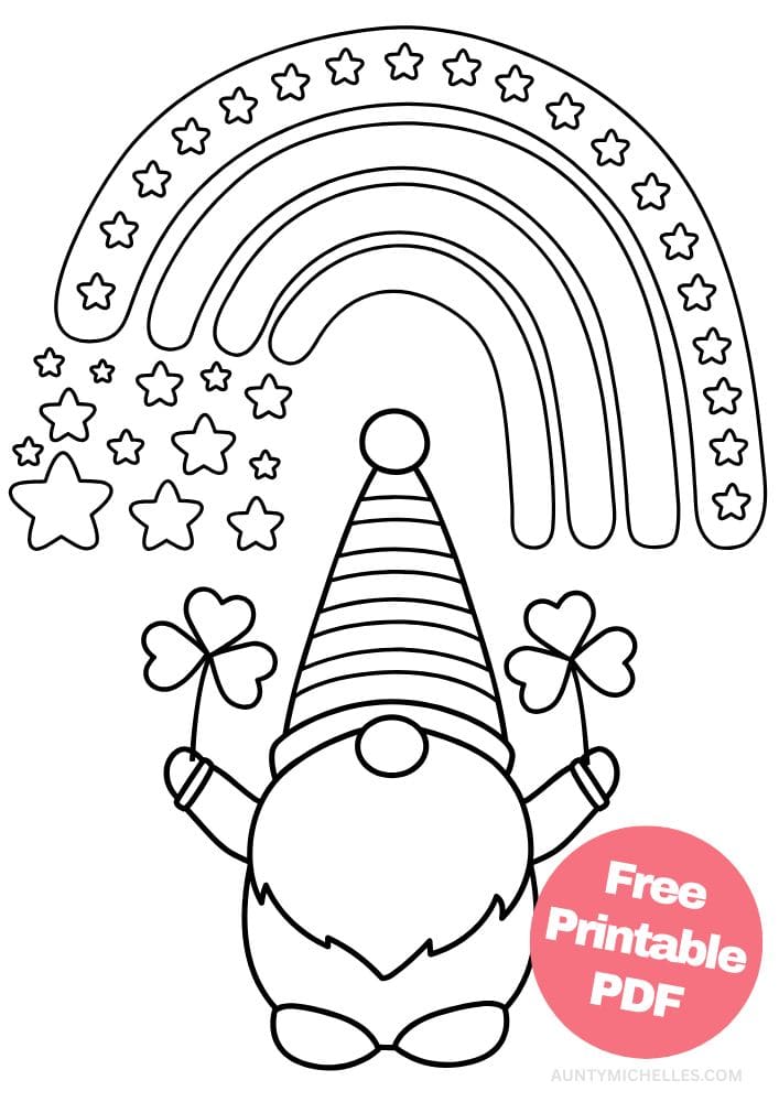 free printable st patricks day coloring pages for kids colouring book printout irish march gnome rainbow St. Patty's Day Saint