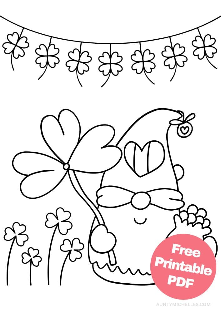 free printable st patricks day coloring pages for kids colouring book printout irish march luck gnome four leaf clover St. Patty's Day Saint