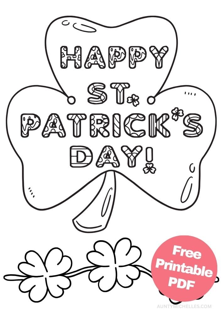 free printable st patricks day coloring pages for kids colouring book printout irish march shamrock clover St. Patty's Day Saint