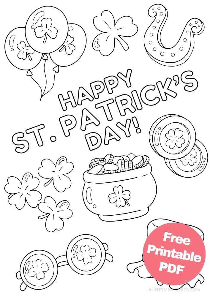 free printable st patricks day coloring pages for kids colouring book printout irish march shamrock pot of gold St. Patty's Day Saint
