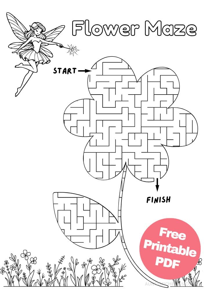 Free Printable Fairy Activities for Kids Worksheet Printout Activity Flower Spring Maze