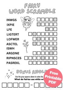 Fairy Riddle Free Printable Fairy Activities for Kids - Aunty Michelle's