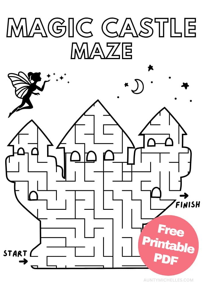 Free Printable Fairy Activities for Kids Worksheet Printout Activity castle magic maze game