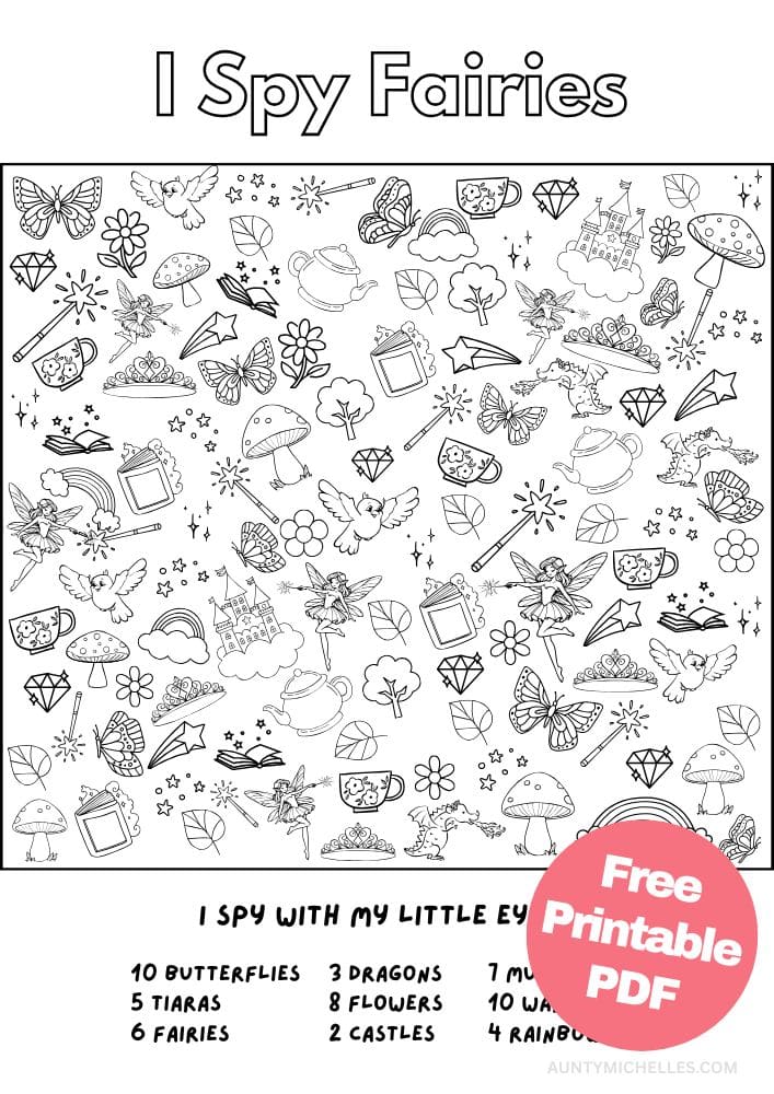 Free Printable Fairy Activities for Kids Worksheet Printout Activity i spy magic game