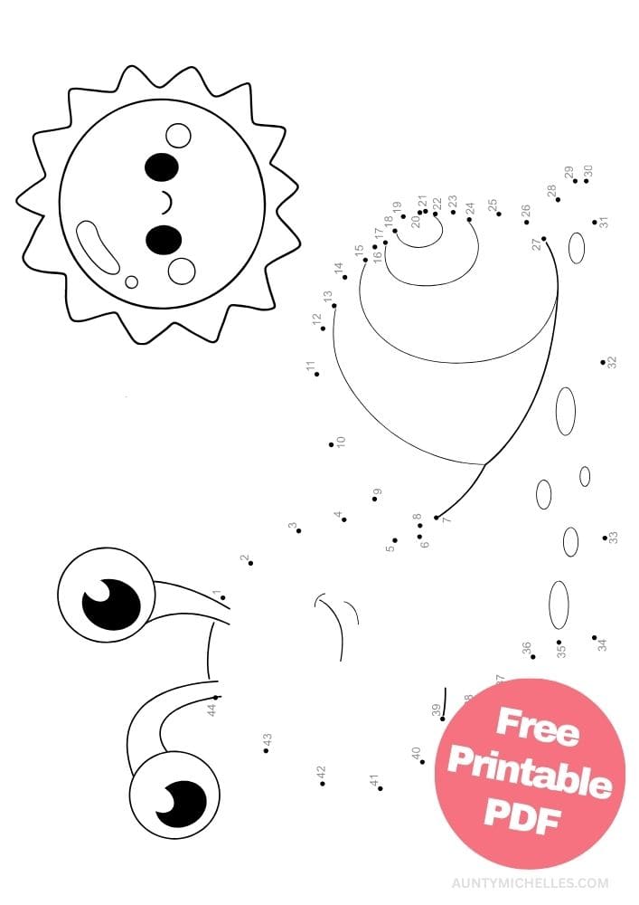 Spring inspired activity for kids, snail dot to dot