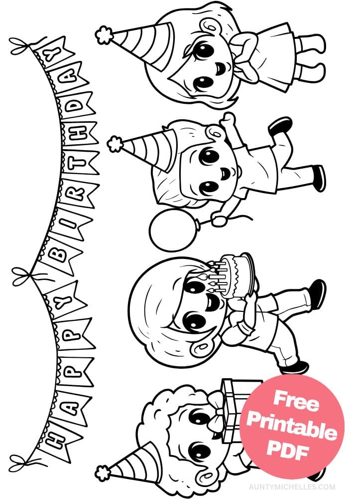 Free Printable Birthday Coloring Pages for Kids Colouring Book Happy Bday Printout Kids boy girl birthday party diversity
