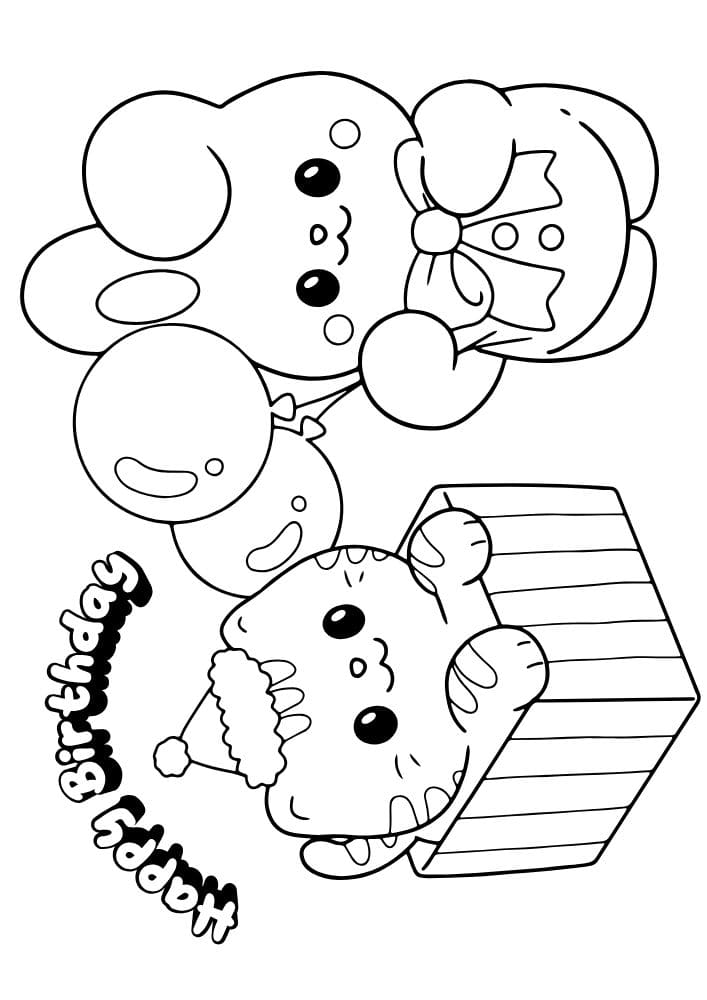Free Printable Birthday Coloring Pages for Kids Colouring Book Happy Bday Printout cat bunny rabbit present balloon