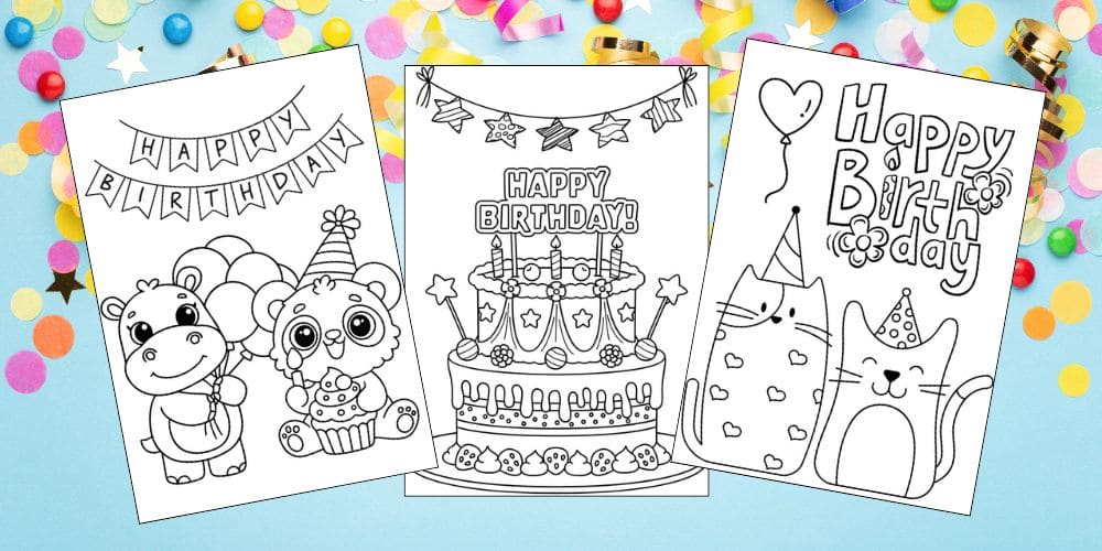 Free Printable Birthday Coloring Pages for Kids blog feature