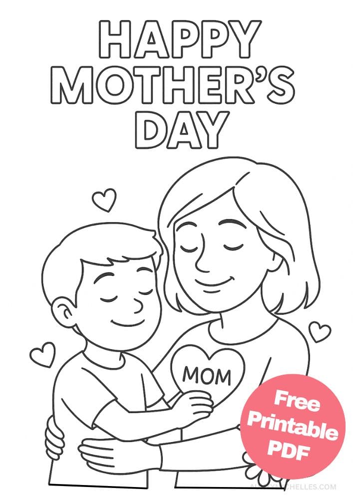Free Printable Mother's Day Coloring Pages for Kids Colouring Book Mom from Son Heart