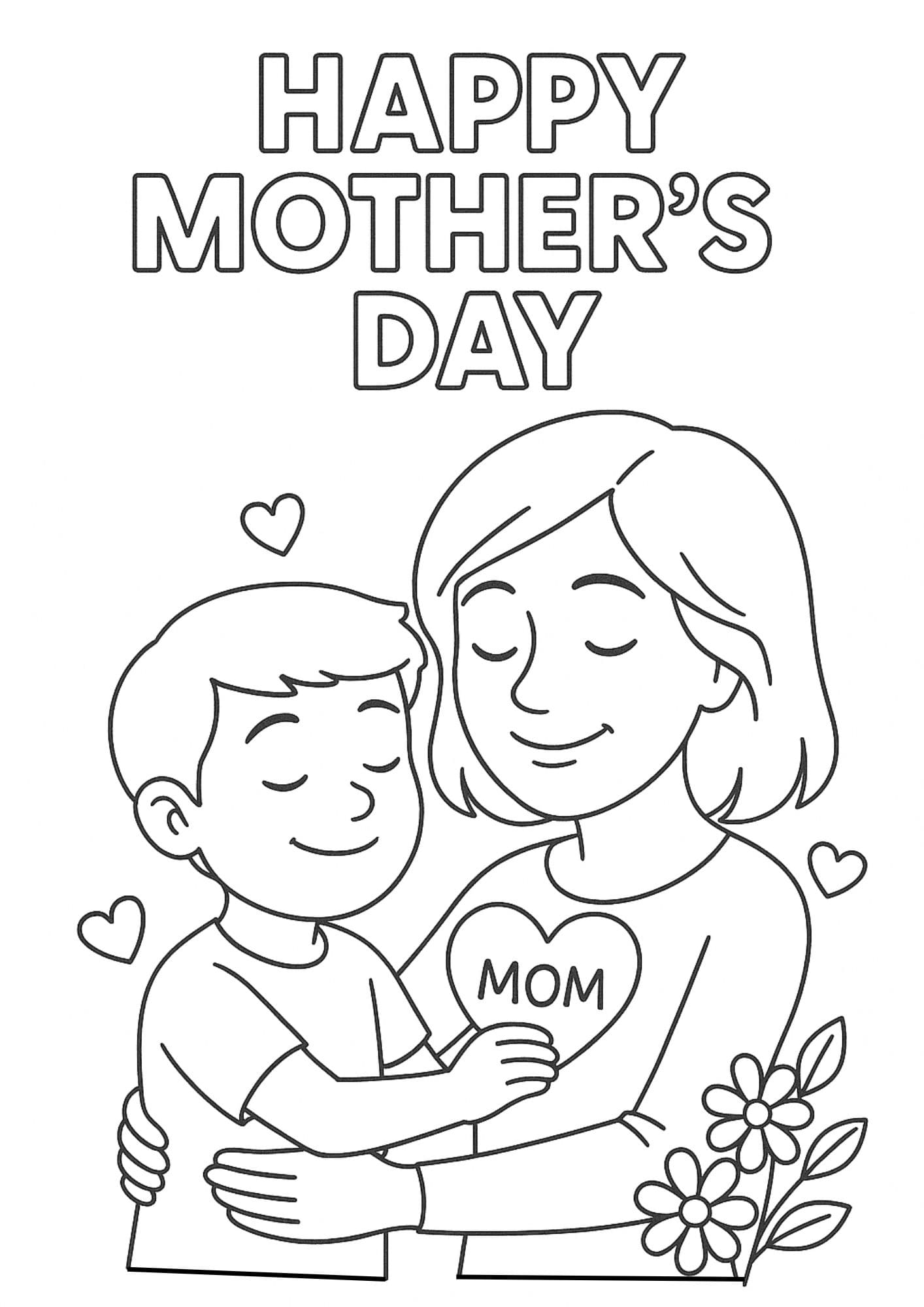Free Printable Mother's Day Coloring Pages for Kids Colouring Book Mom from Son Heart