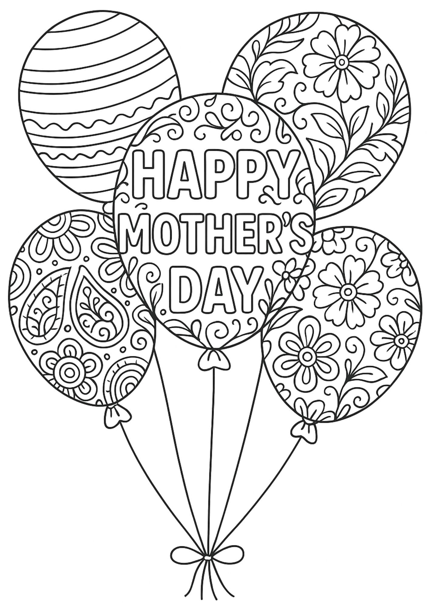 Free Printable Mother's Day Coloring Pages for Kids Colouring Book Mom mandala balloons