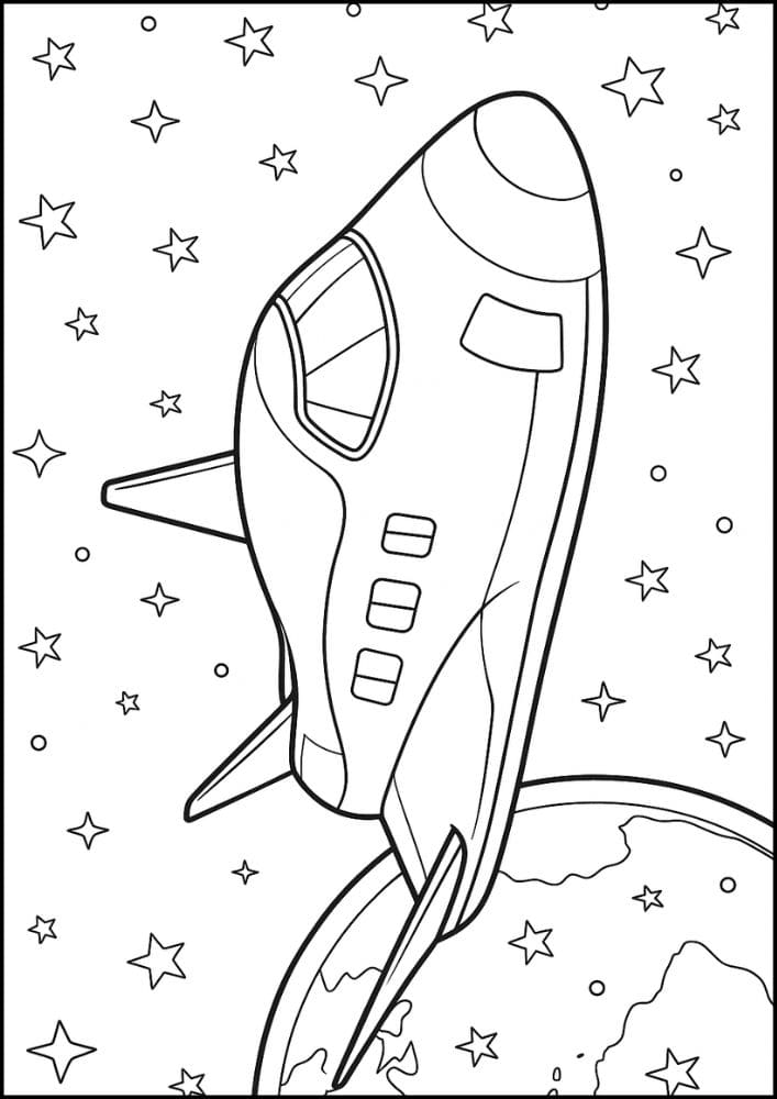 Free Printable Spaceship Coloring Pages for Kids Colouring Book Printout Outer Space Astronaut Science Scifi Earth Cartoon