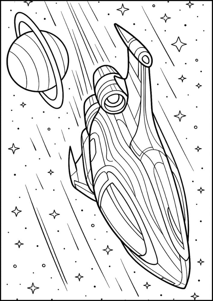 Free Printable Spaceship Coloring Pages for Kids Colouring Book Printout Outer Space Astronaut Science Scifi Light Speed