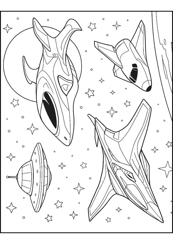 Free Printable Spaceship Coloring Pages for Kids Colouring Book Printout Outer Space Astronaut Science Scifi Multiple